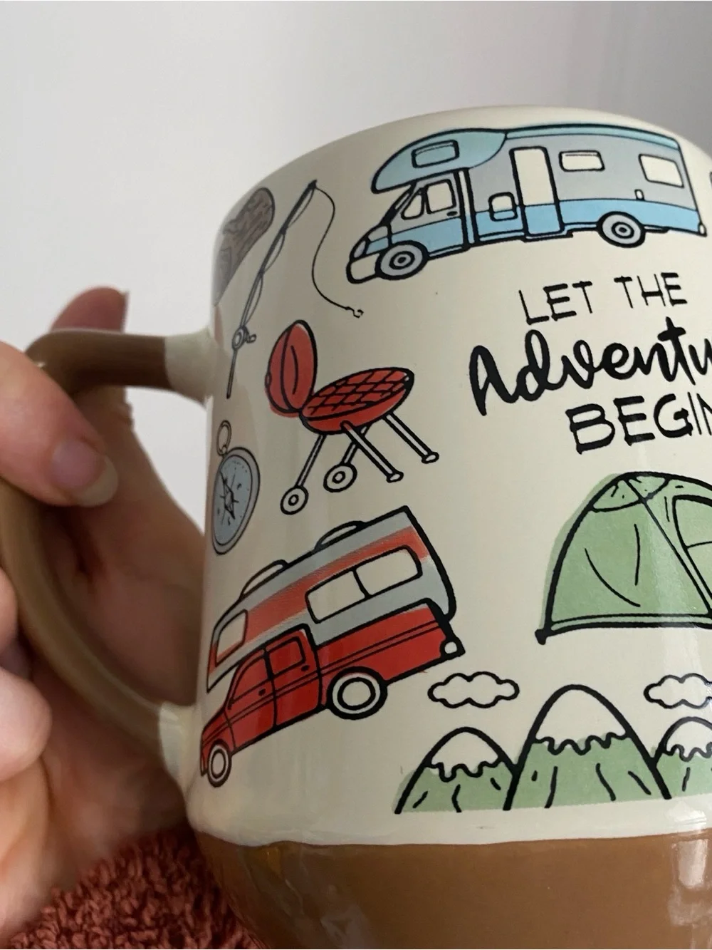 Urban Outfitters Cream Mug with Brown Base and Multicolor Camping Graphics - Picture 4 of 4